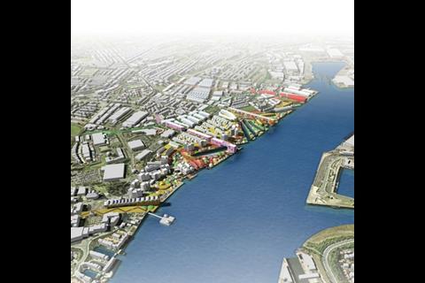 Illustration of 35ha masterplan for the riverside at South Shields, Tyne and Wear.
